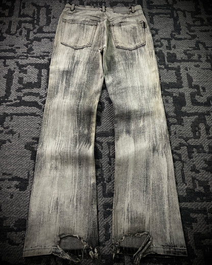 Bernings Sho Acid Wash Patchwork Multi Zip Poem Flared Jeans