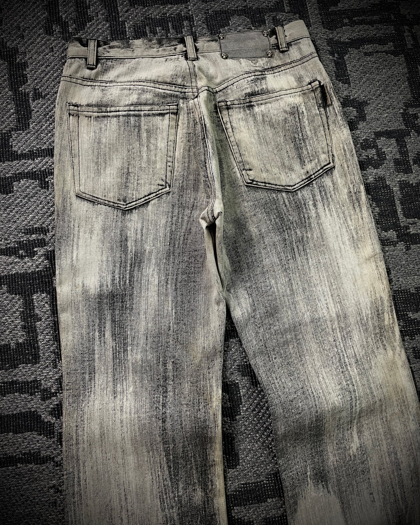 Bernings Sho Acid Wash Patchwork Multi Zip Poem Flared Jeans