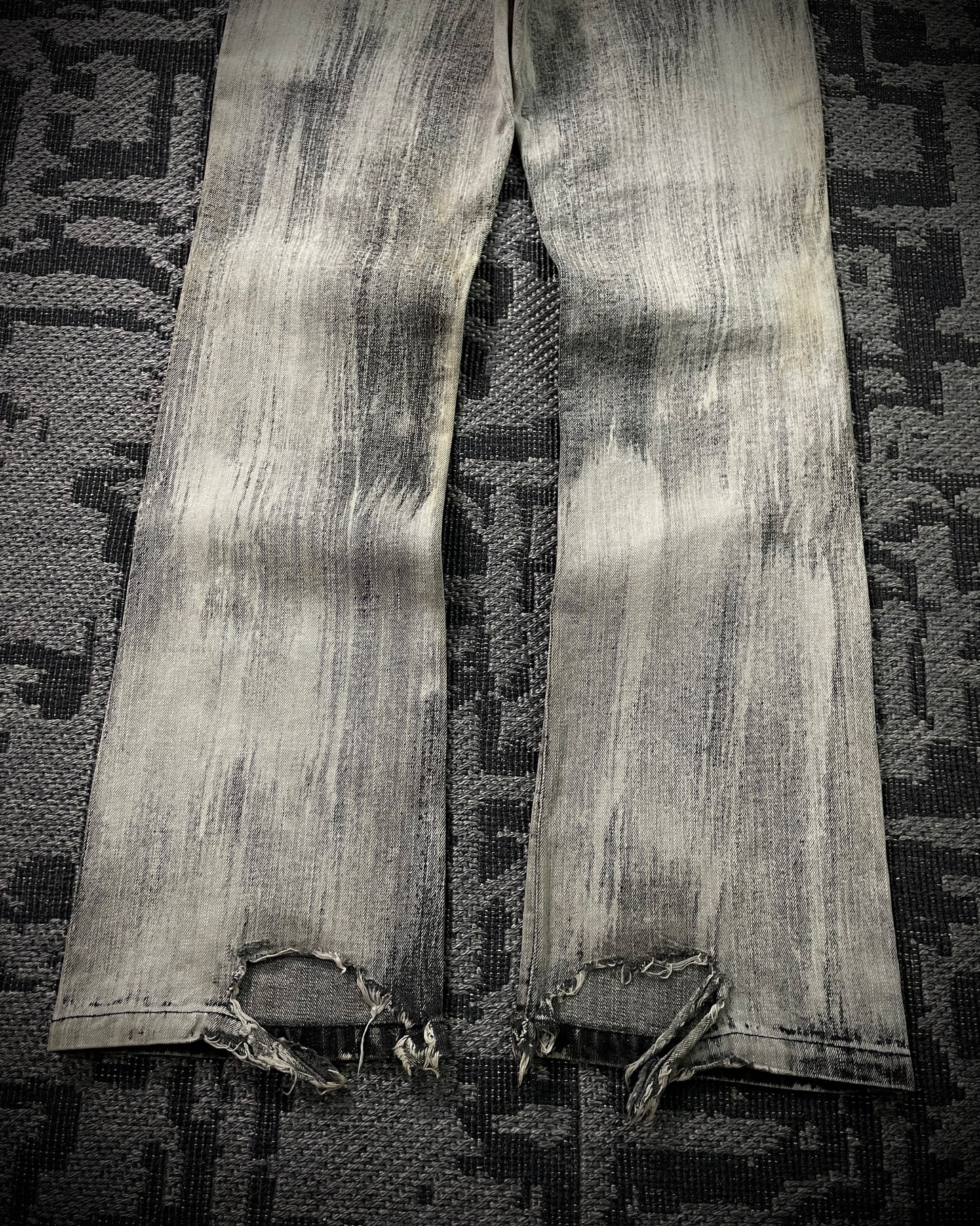 Bernings Sho Acid Wash Patchwork Multi Zip Poem Flared Jeans