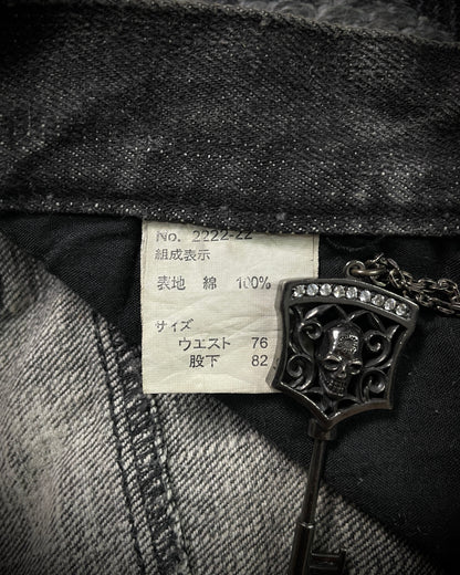 Bernings Sho Acid Wash Patchwork Multi Zip Poem Flared Jeans