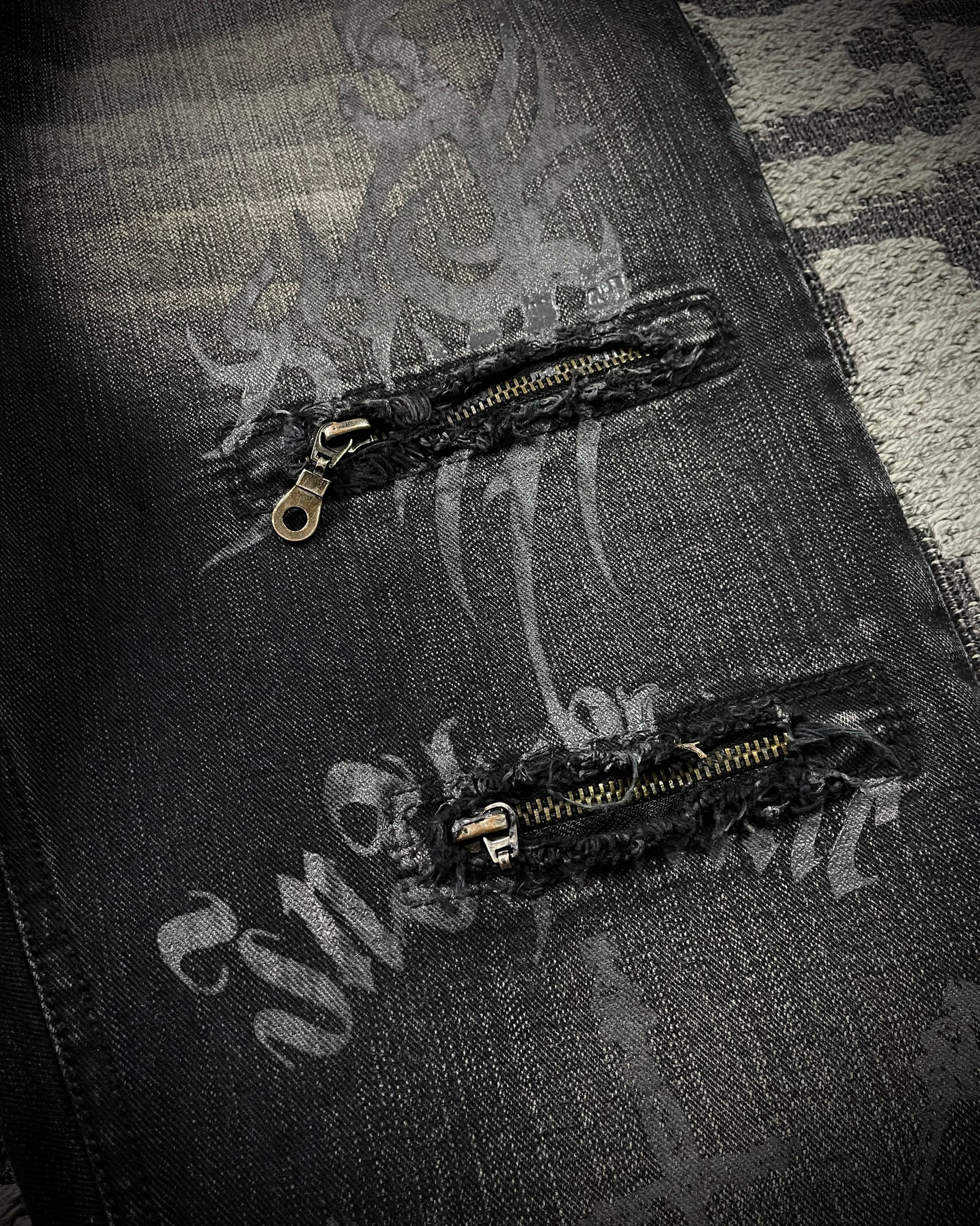 In The Attic Patchwork Studded Punk Bootcut Jeans