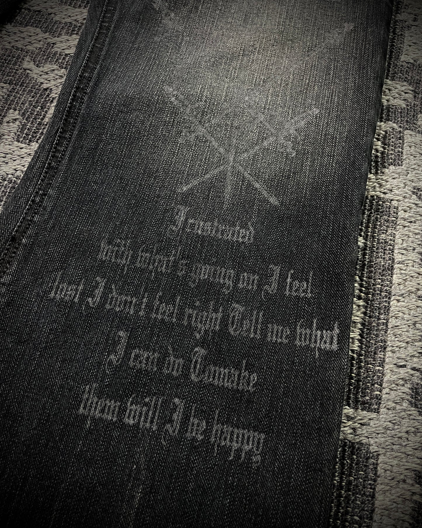 In The Attic Patchwork Studded Punk Bootcut Jeans