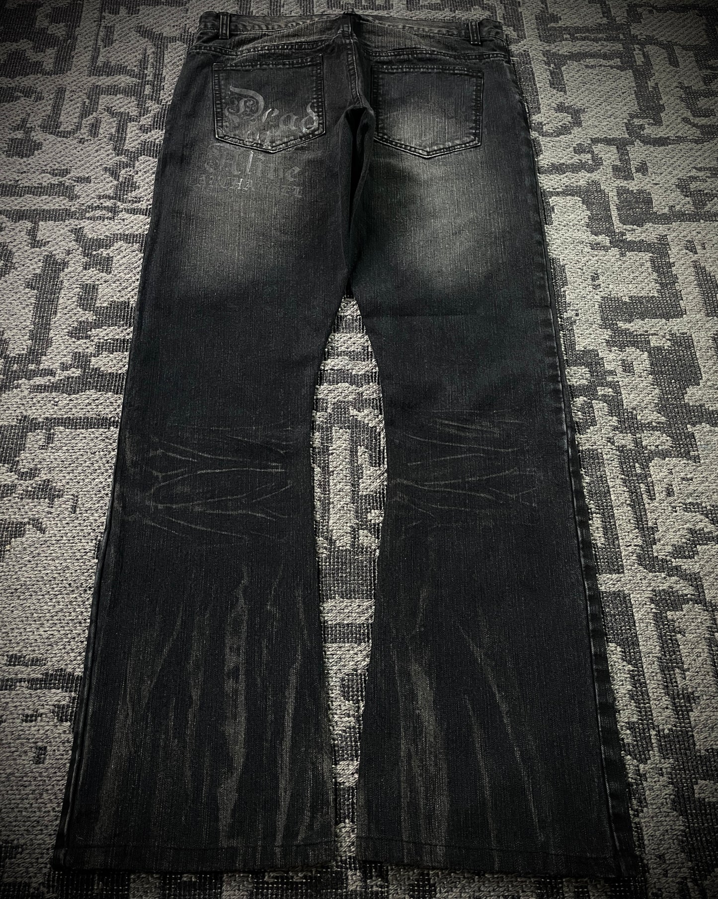 In The Attic Patchwork Studded Punk Bootcut Jeans