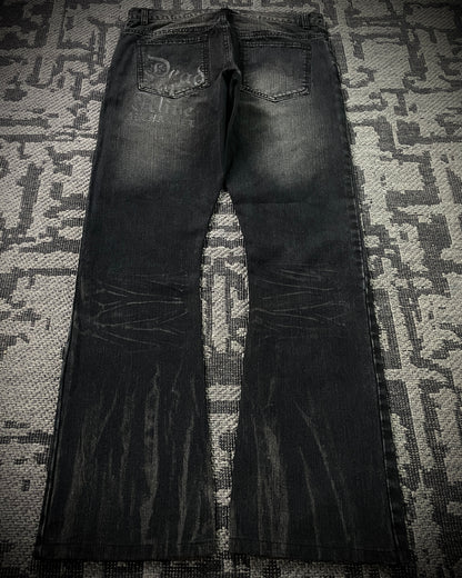 In The Attic Patchwork Studded Punk Bootcut Jeans