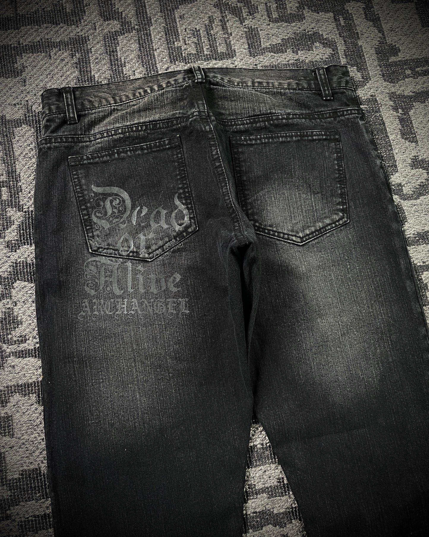 In The Attic Patchwork Studded Punk Bootcut Jeans