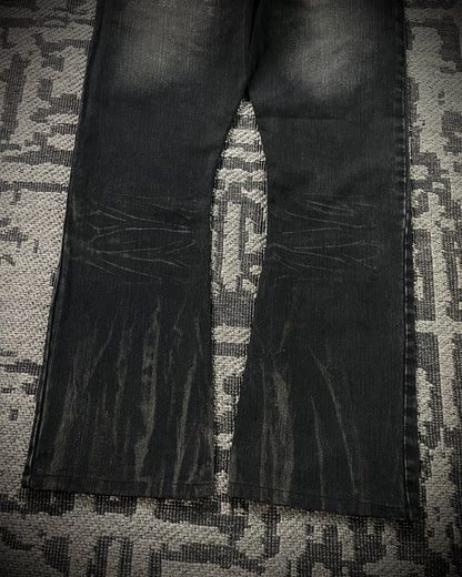 In The Attic Patchwork Studded Punk Bootcut Jeans