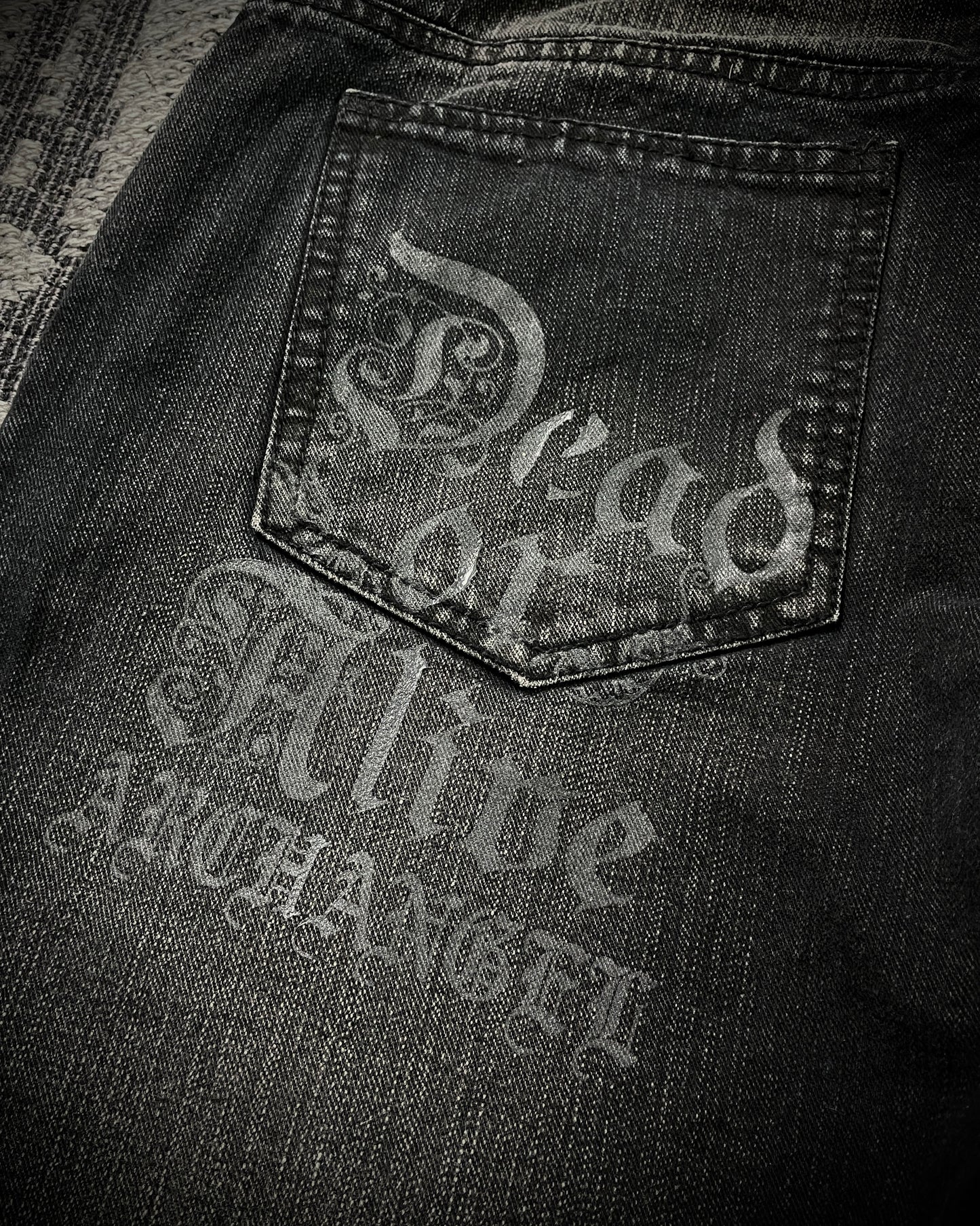 In The Attic Patchwork Studded Punk Bootcut Jeans