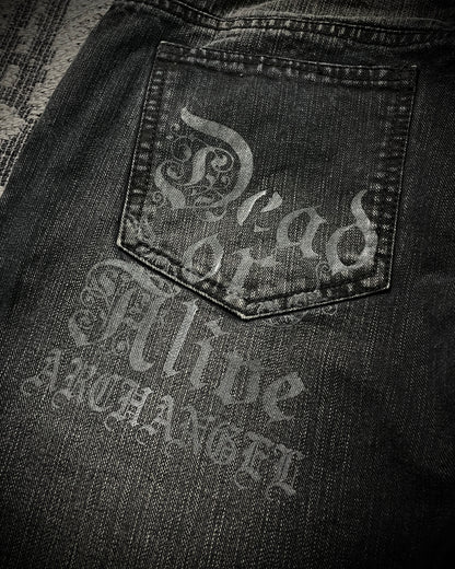 In The Attic Patchwork Studded Punk Bootcut Jeans