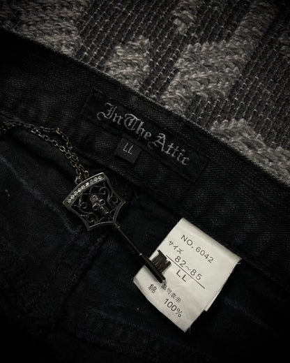 In The Attic Patchwork Studded Punk Bootcut Jeans