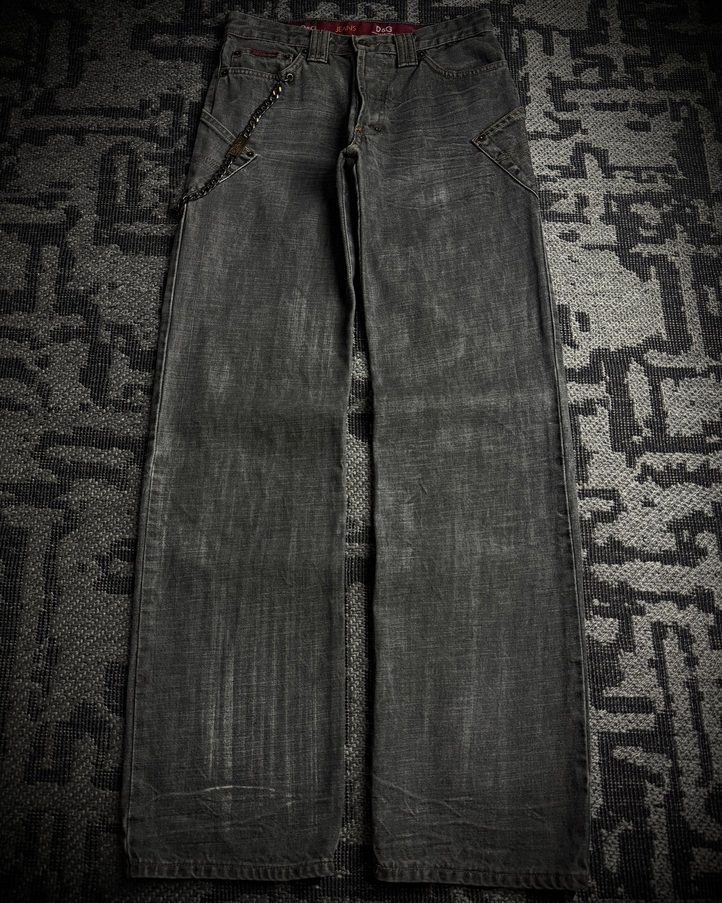 Dolce & Gabbana AW2003 Chain Detail Wide Straight Jeans