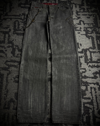 Dolce & Gabbana AW2003 Chain Detail Wide Straight Jeans
