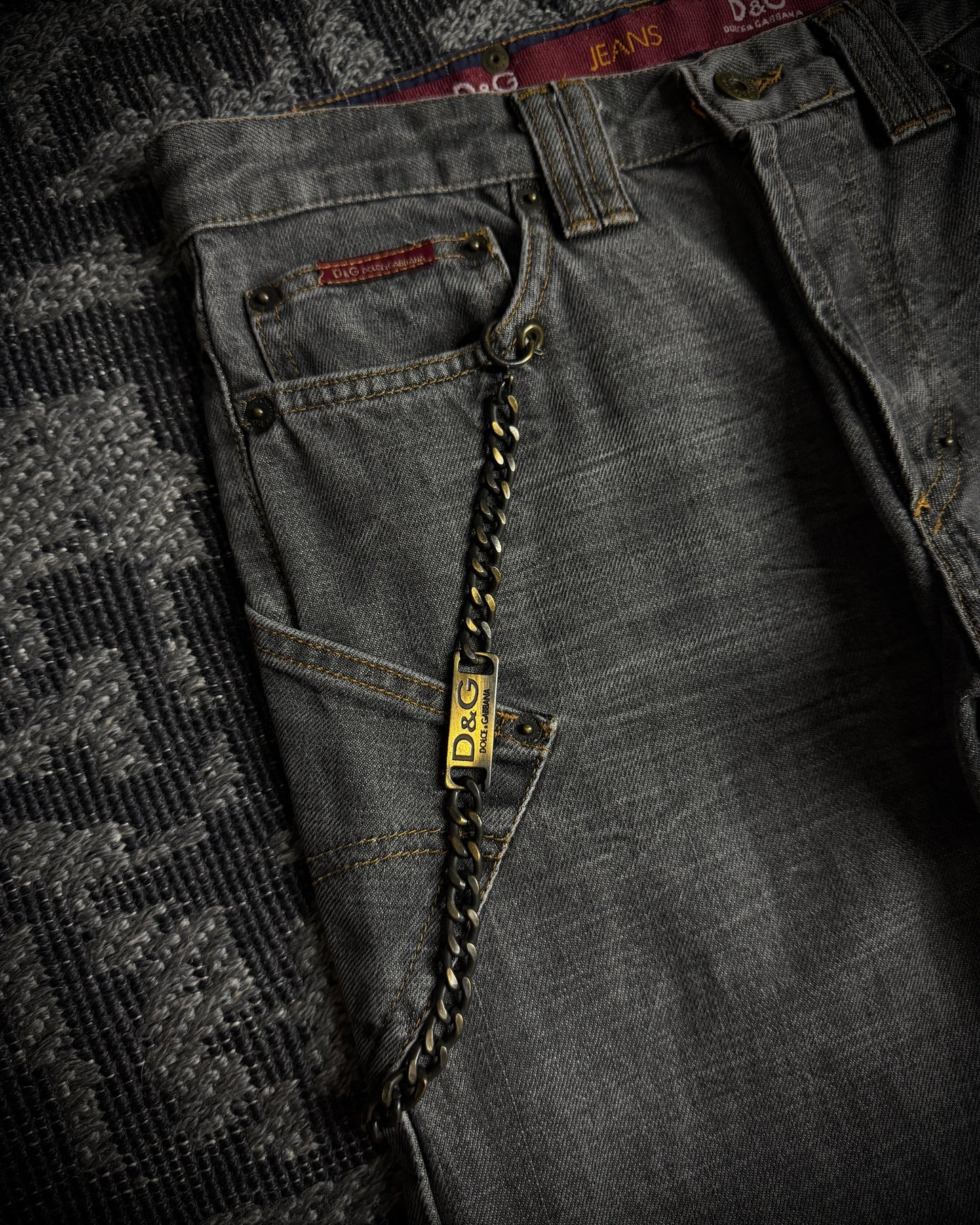 Dolce & Gabbana AW2003 Chain Detail Wide Straight Jeans