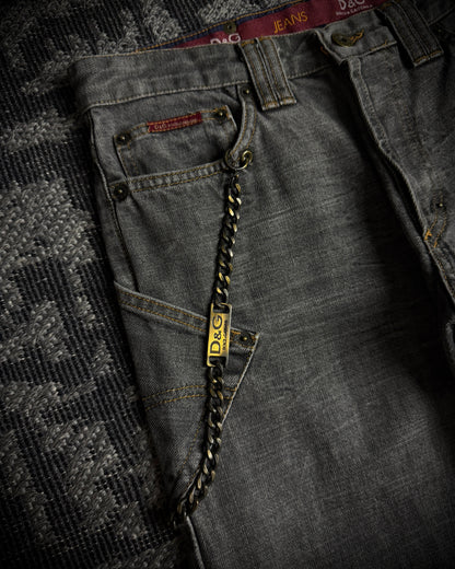 Dolce & Gabbana AW2003 Chain Detail Wide Straight Jeans