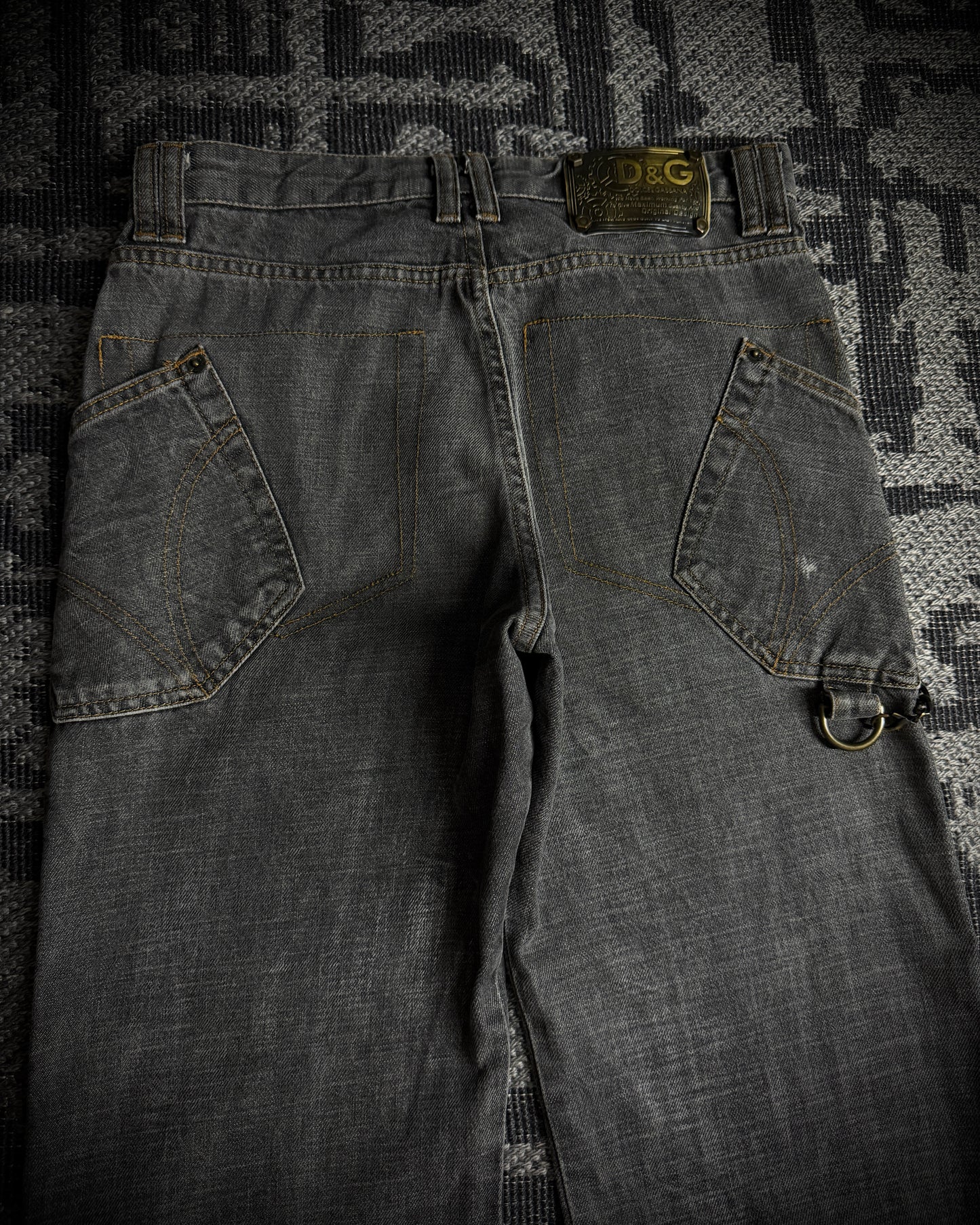 Dolce & Gabbana AW2003 Chain Detail Wide Straight Jeans
