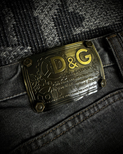 Dolce & Gabbana AW2003 Chain Detail Wide Straight Jeans