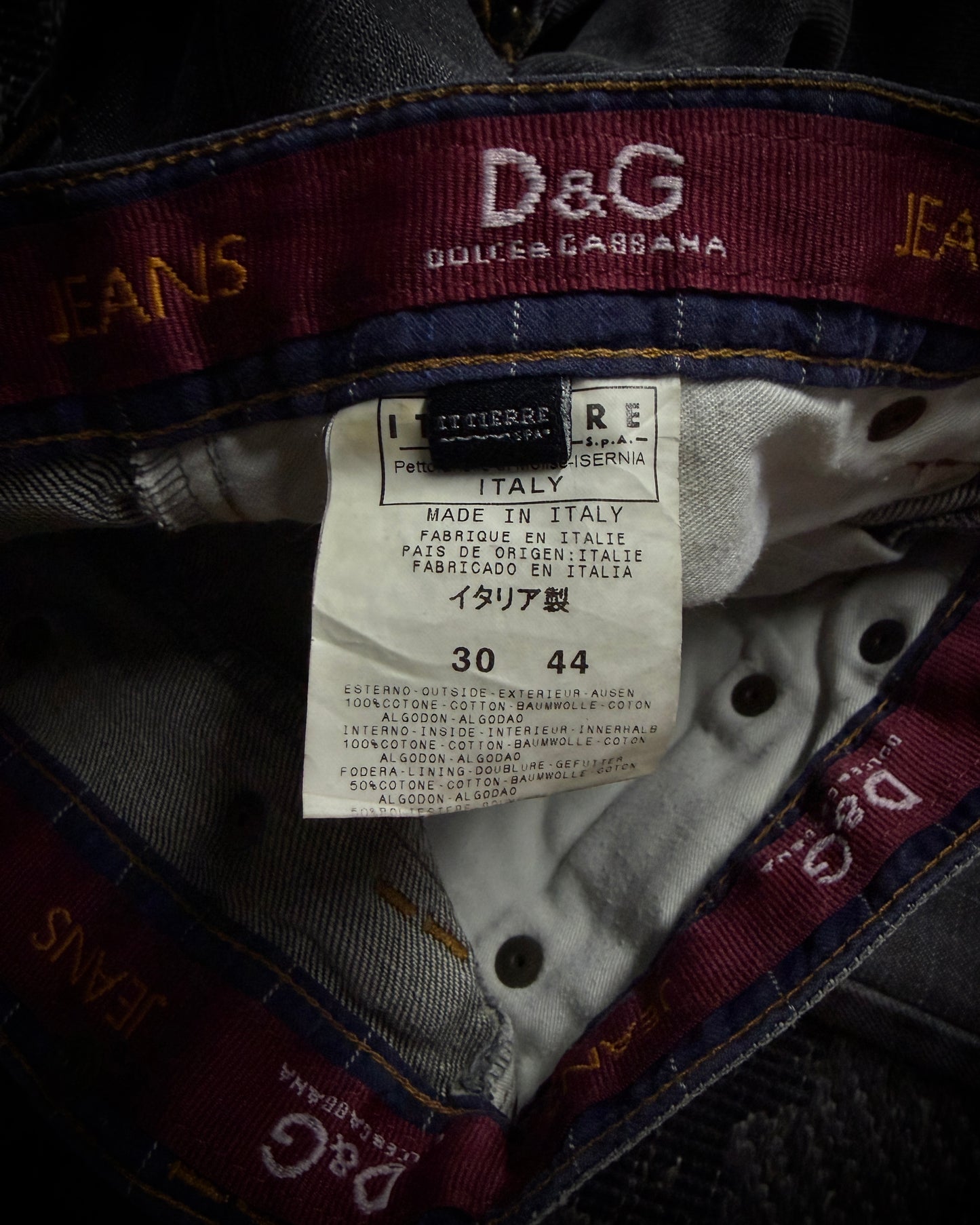 Dolce & Gabbana AW2003 Chain Detail Wide Straight Jeans