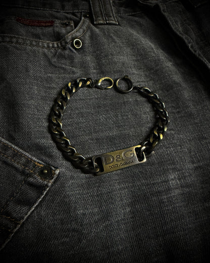 Dolce & Gabbana AW2003 Chain Detail Wide Straight Jeans