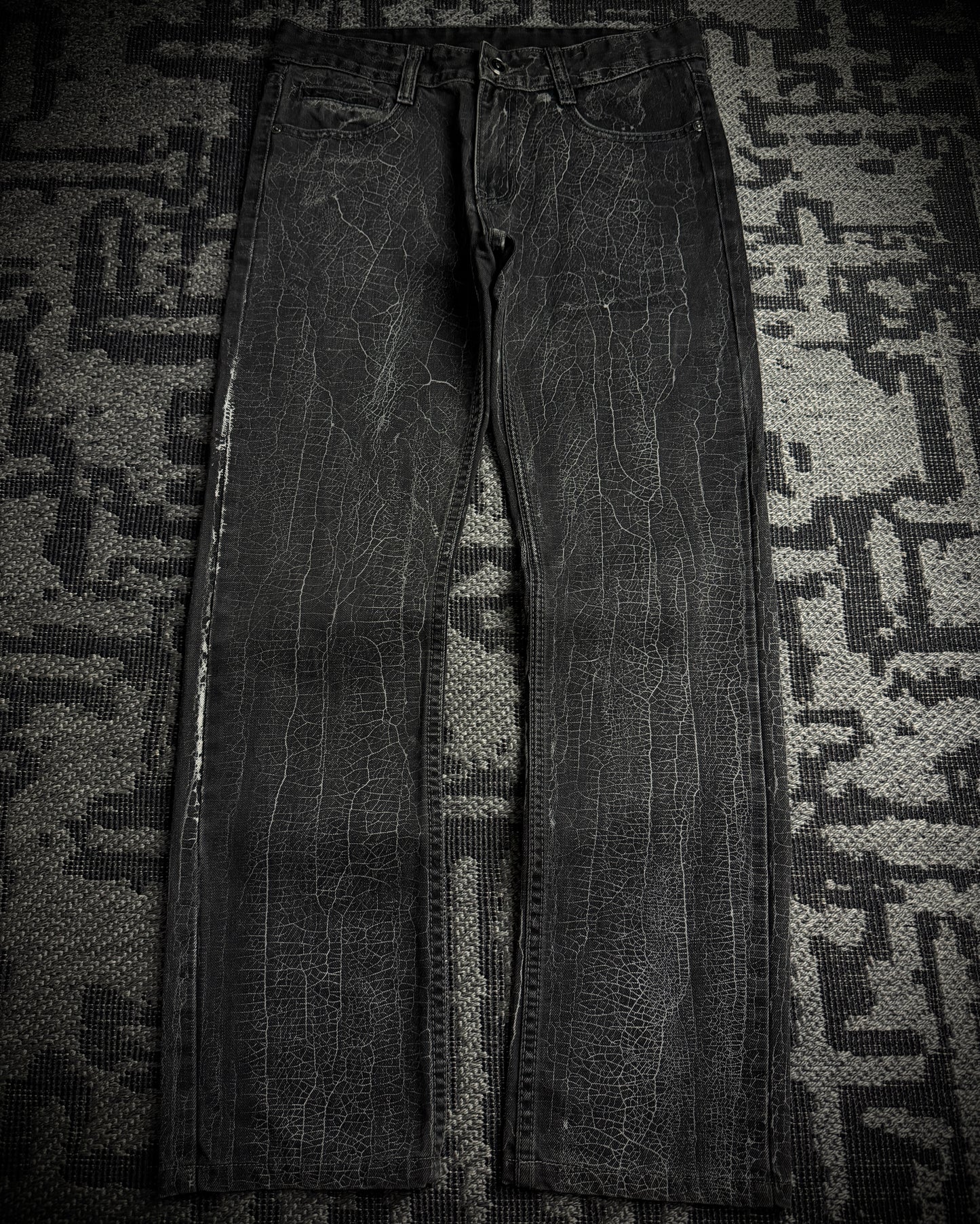 Dolce & Gabbana 2000s Crackle Wash Slim Straight Jeans