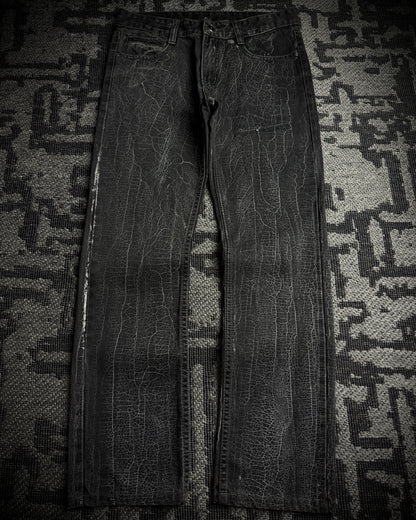 Dolce & Gabbana 2000s Crackle Wash Slim Straight Jeans