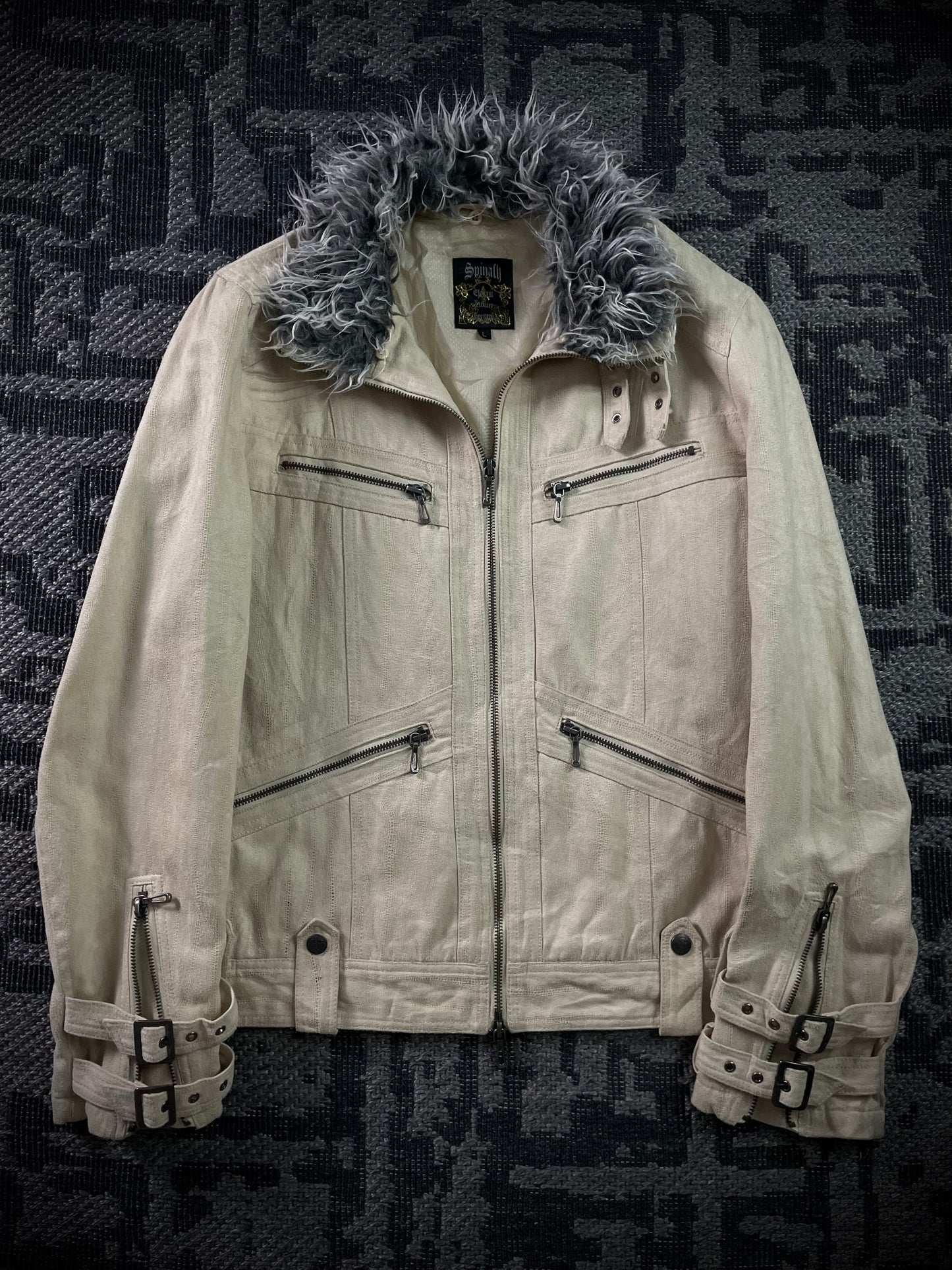 Spinach Multizip Fur Jacket