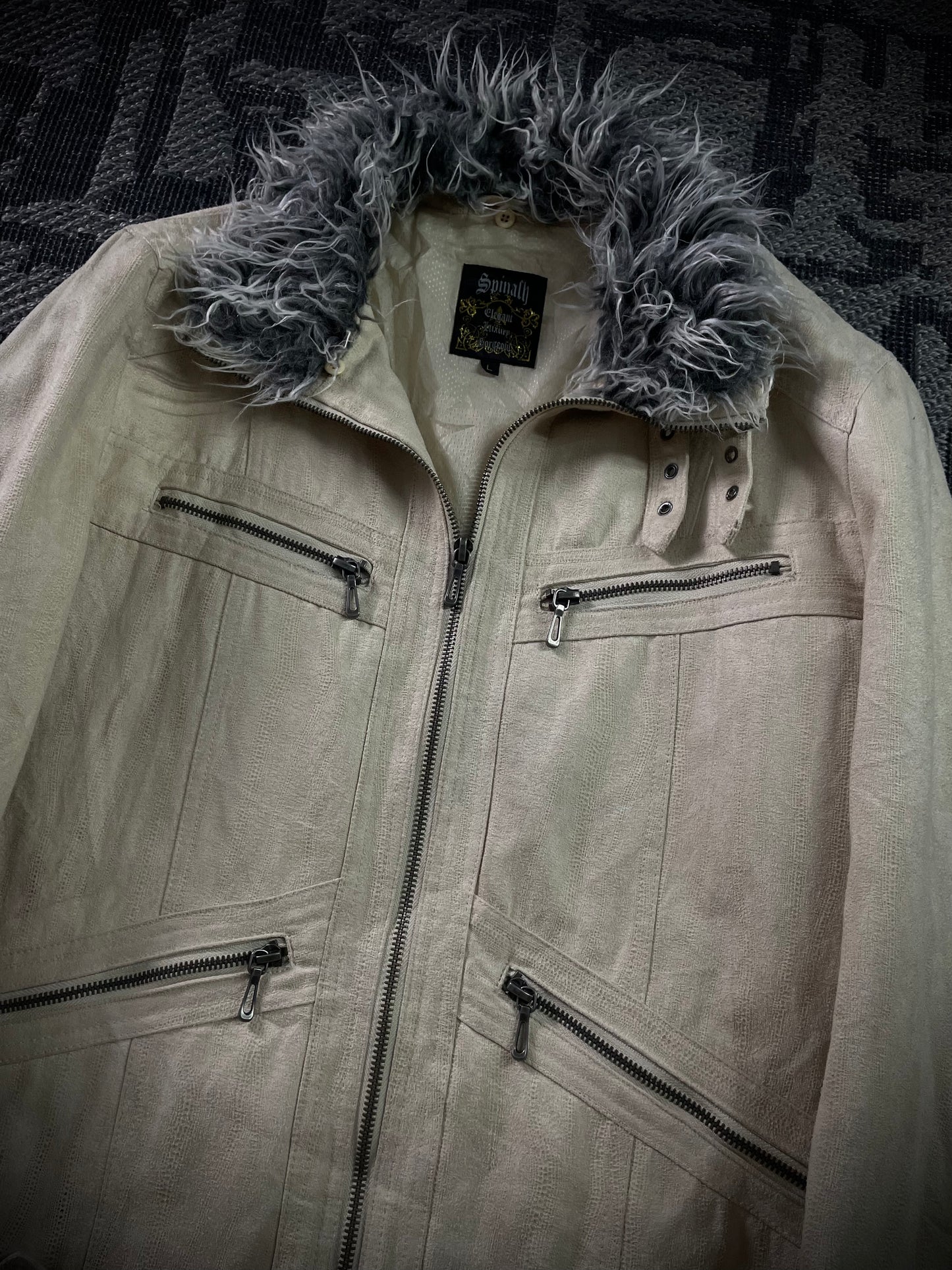 Spinach Multizip Fur Jacket