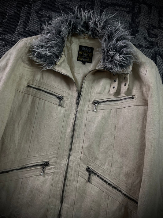 Spinach Multizip Fur Jacket