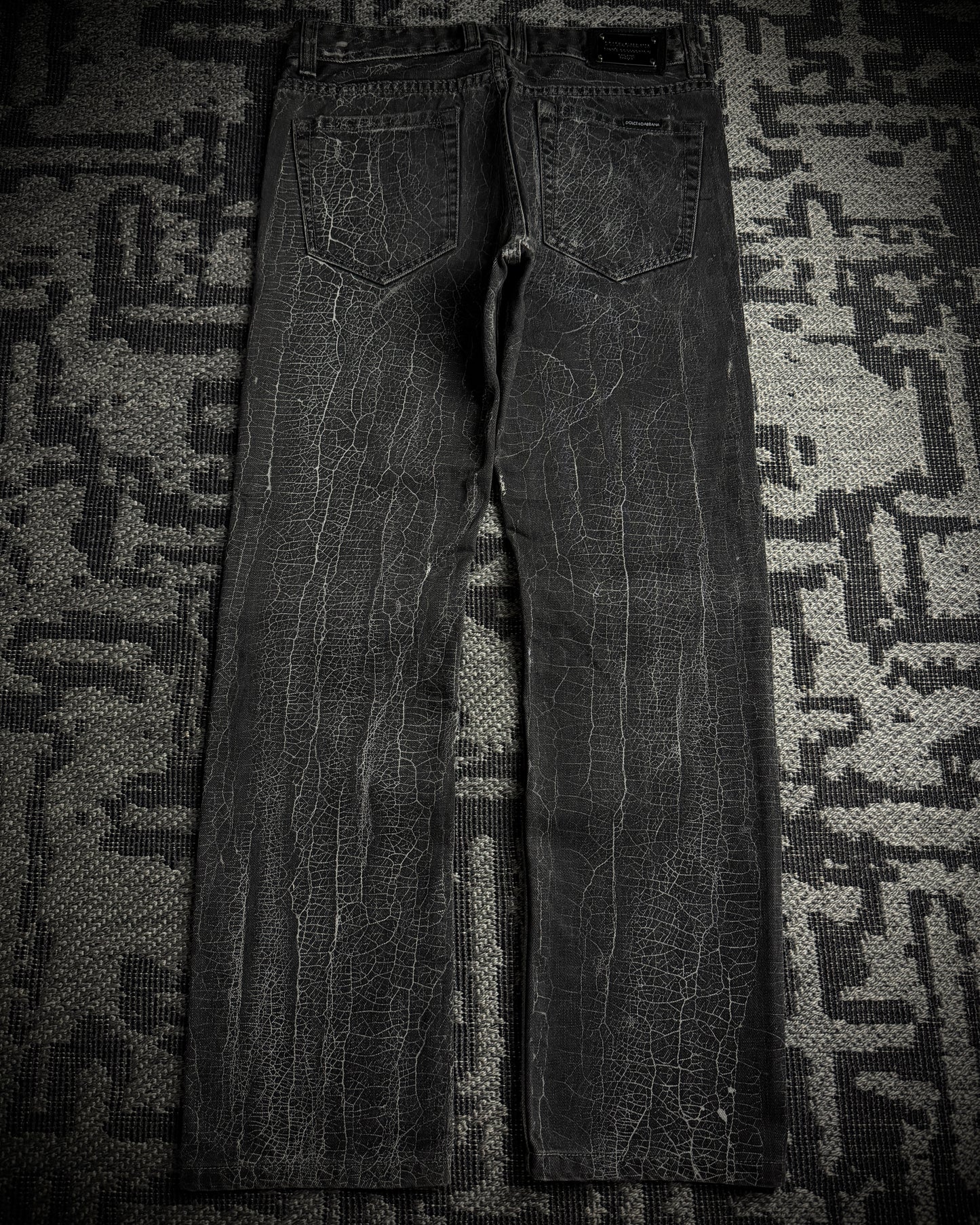 Dolce & Gabbana 2000s Crackle Wash Slim Straight Jeans