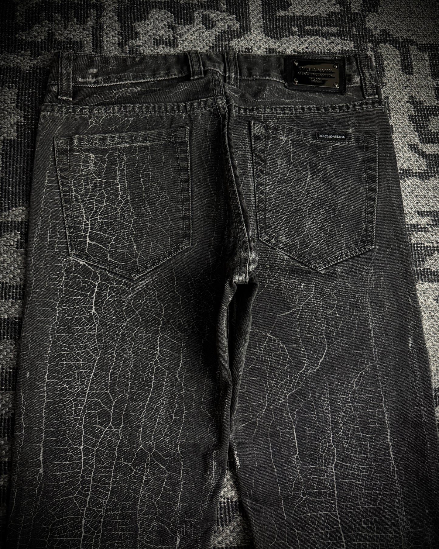 Dolce & Gabbana 2000s Crackle Wash Slim Straight Jeans