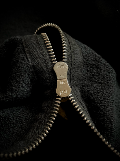 Coal Black Japanese Abstract Cross RIRI Zipper Hoodie