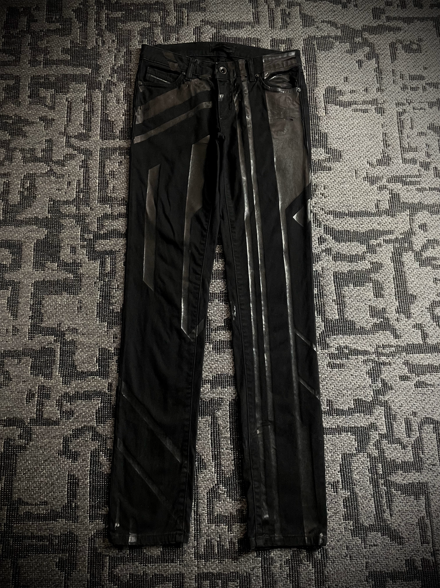 Diesel Black Gold Biker Coated Jeans