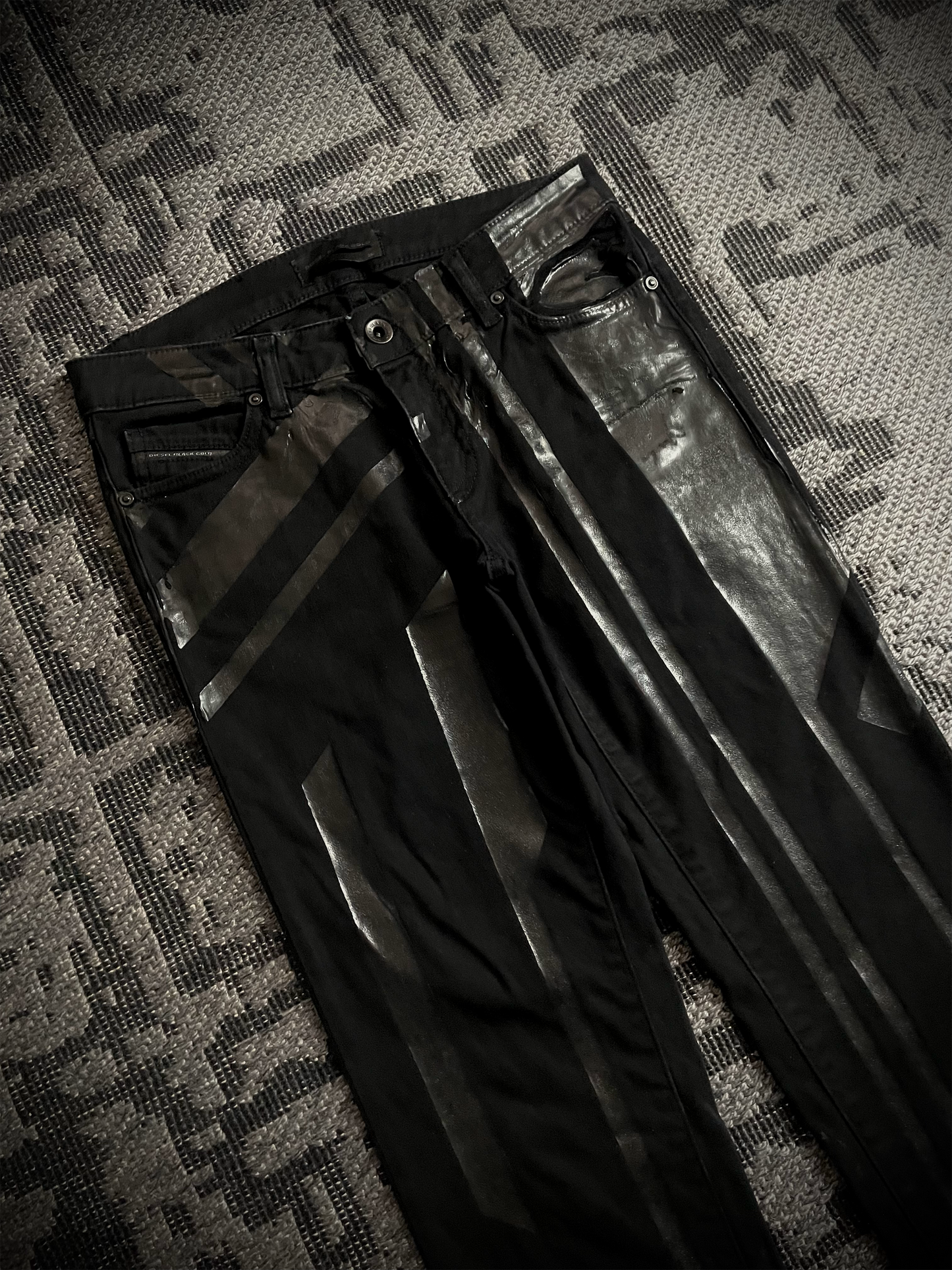 Diesel Black Gold Biker Coated Jeans