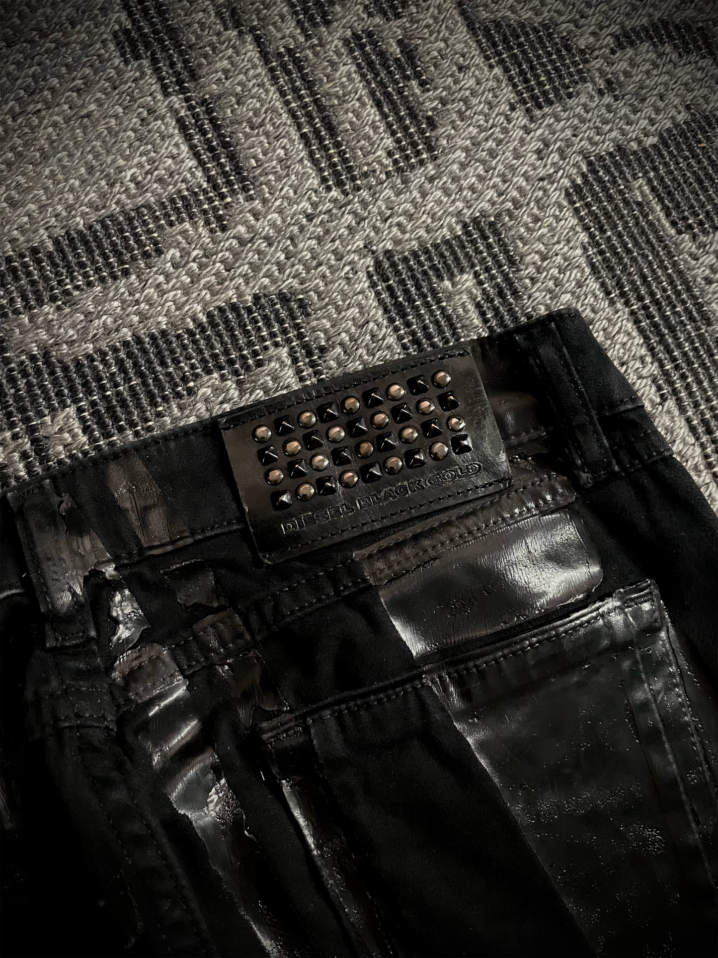 Diesel Black Gold Biker Coated Jeans