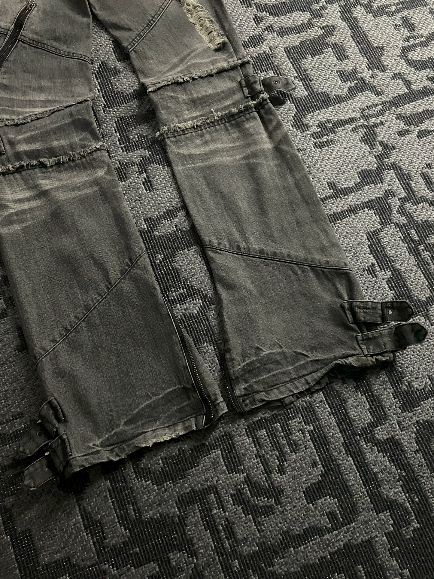 Black Baccara Bondage Distressed Flared Jeans