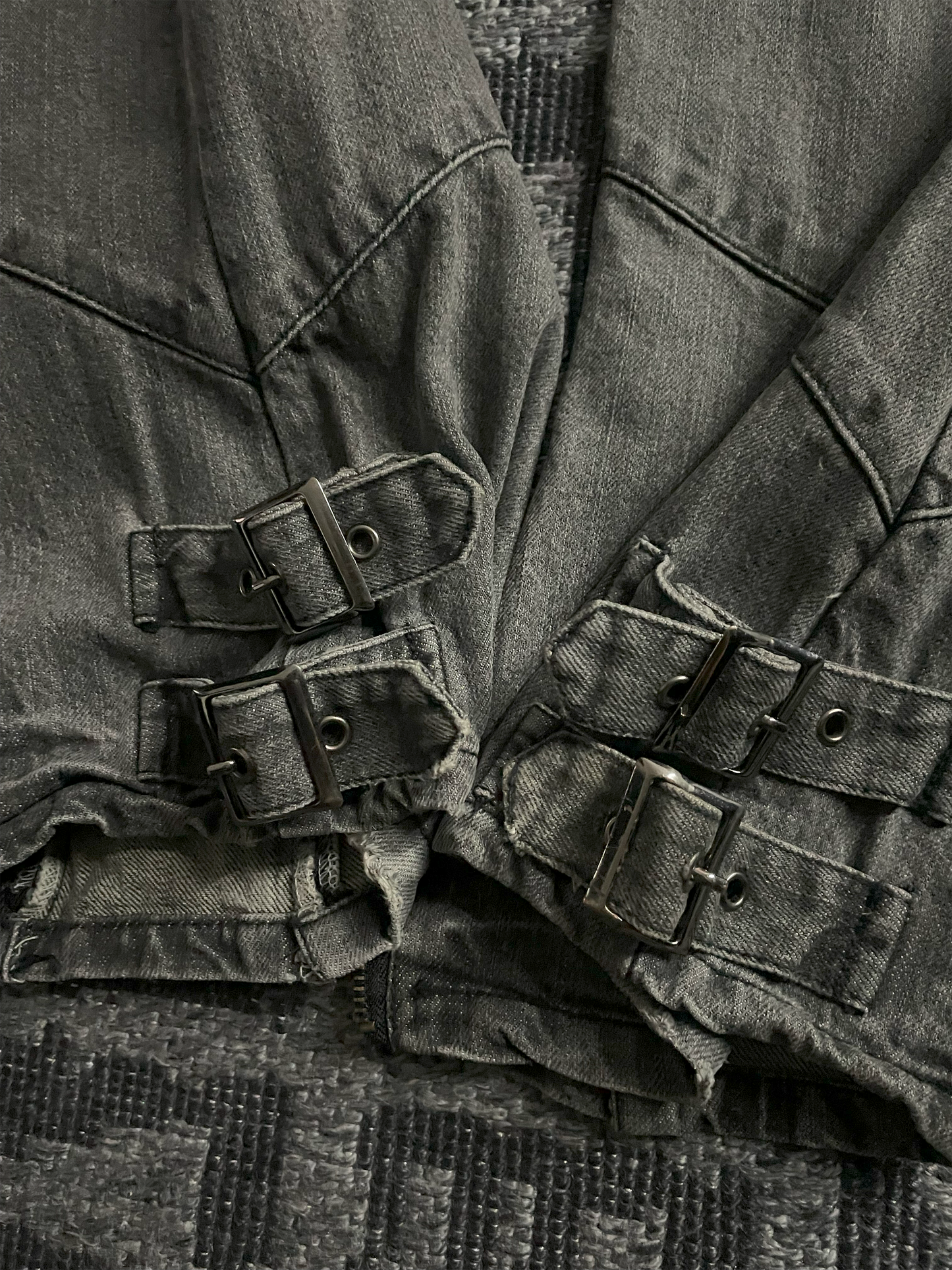 Black Baccara Bondage Distressed Flared Jeans