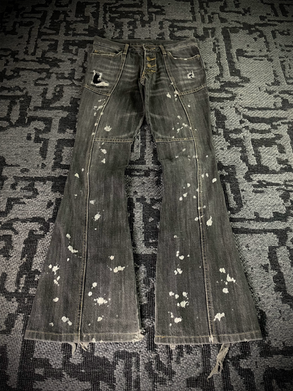 Tornado Mart Back Long Lace Up Flared Jeans