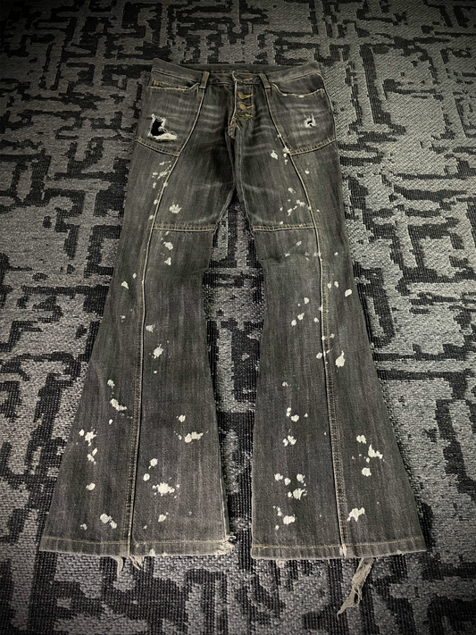 Tornado Mart Back Long Lace Up Flared Jeans