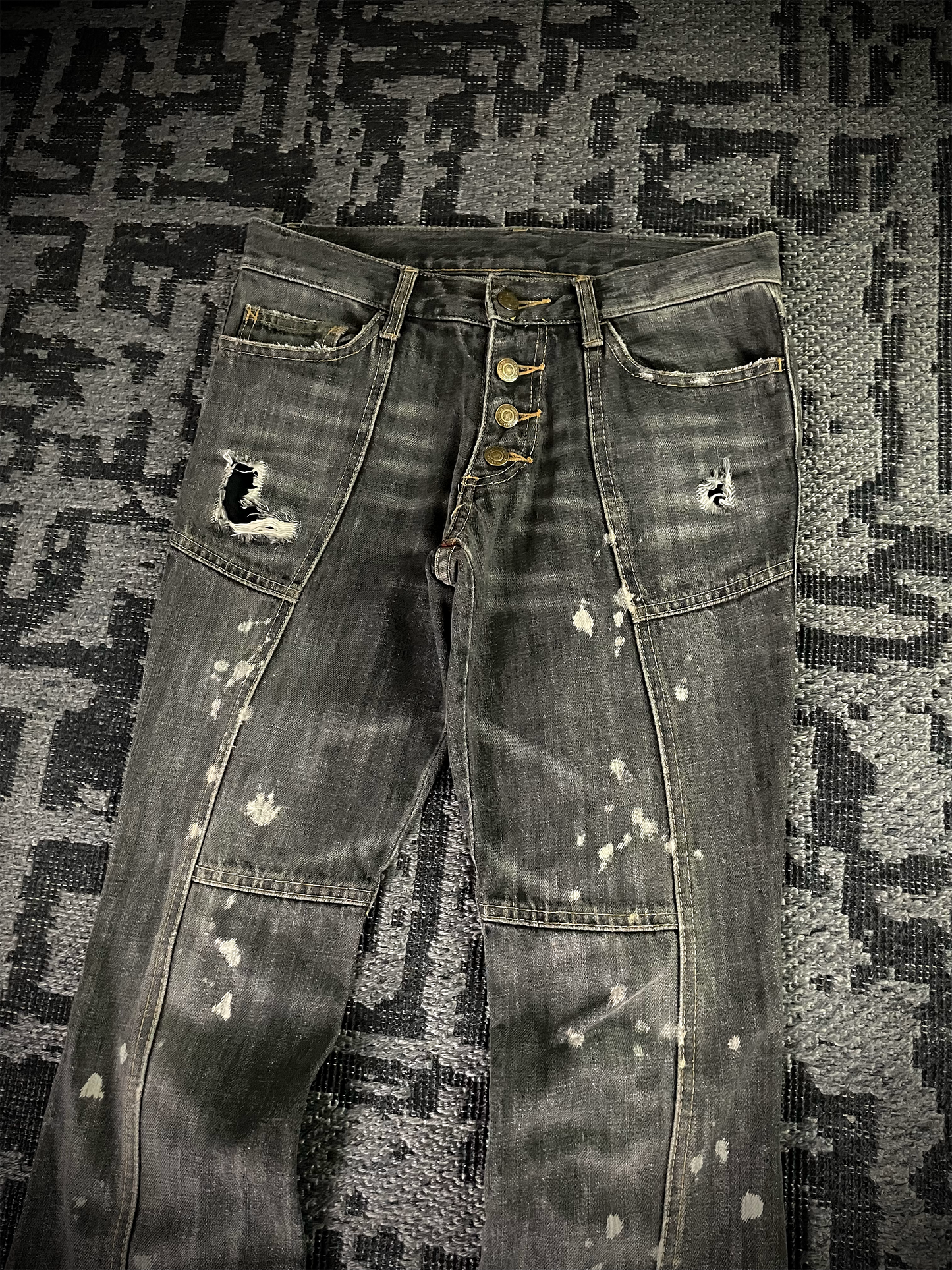 Tornado Mart Back Long Lace Up Flared Jeans