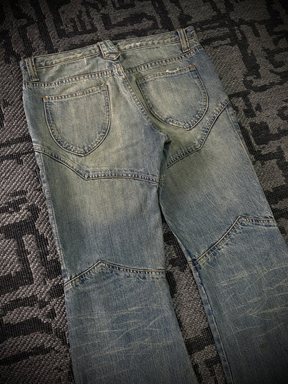 Semantic Design Thigh Lace-Up Flared Jeans