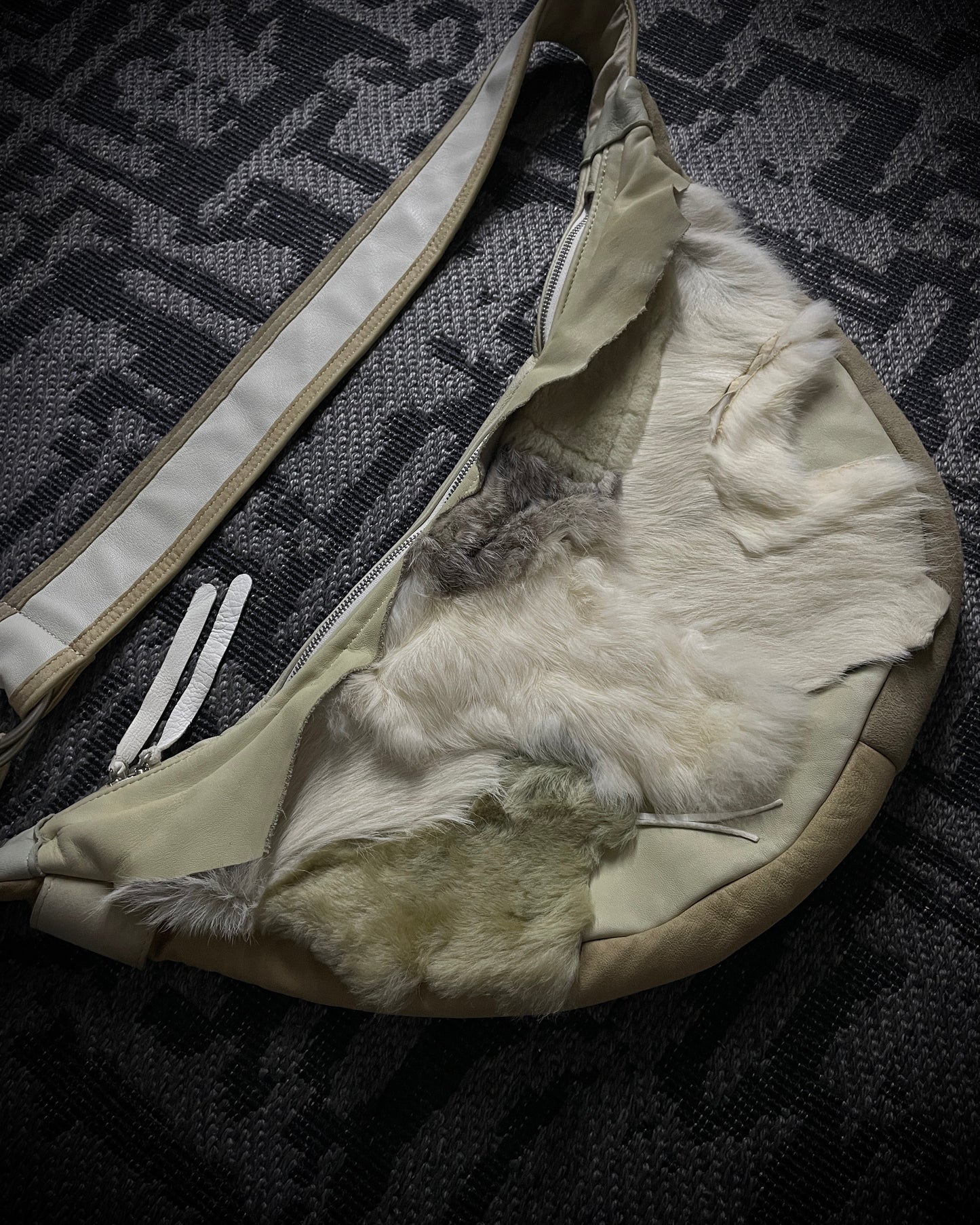 Rebirth To Tabula Rasa Multi-Fur Panel Leather Shoulder Bag