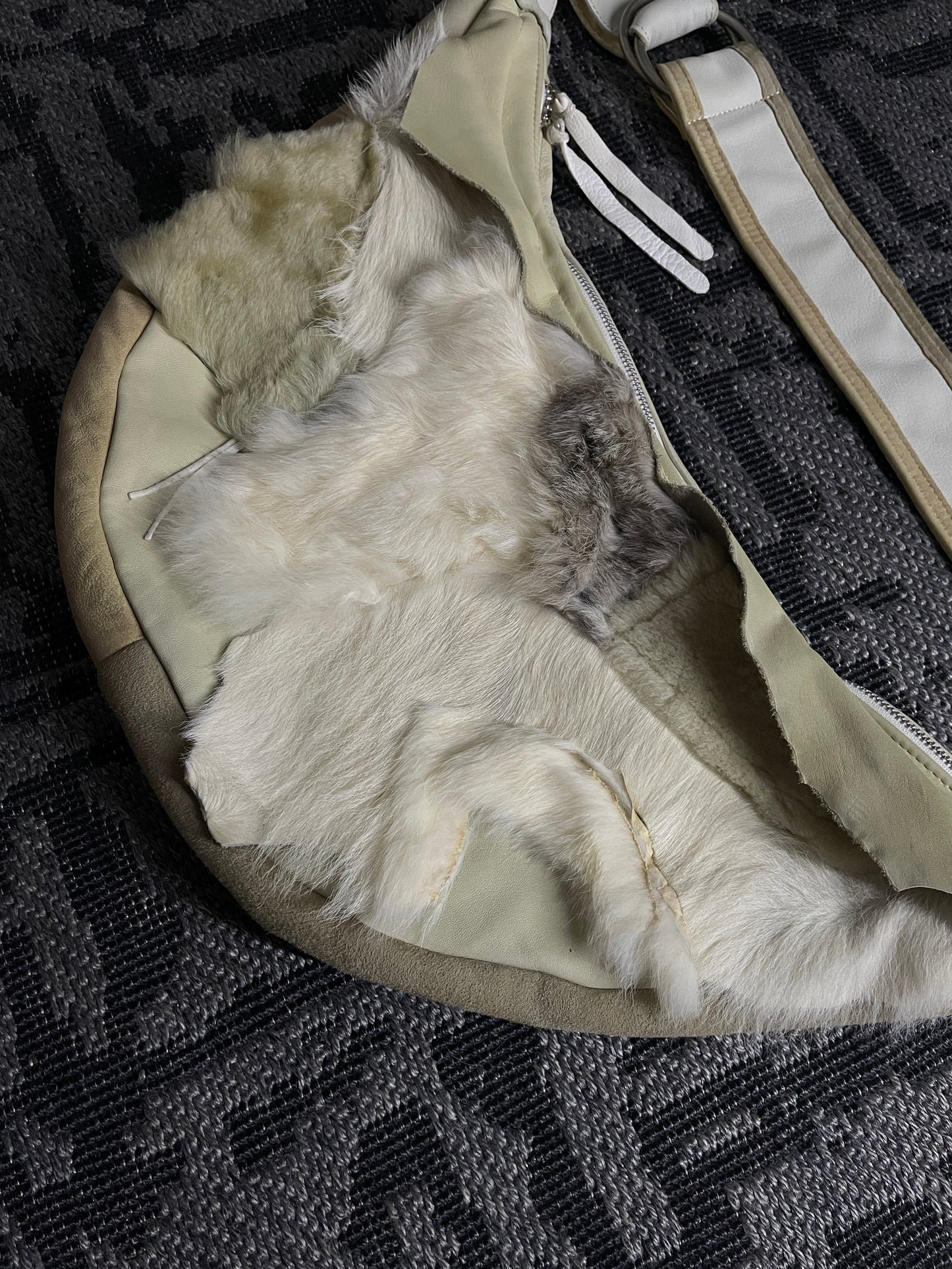 Rebirth To Tabula Rasa Multi-Fur Panel Leather Shoulder Bag