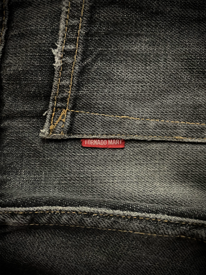 Tornado Mart Back Long Lace Up Flared Jeans