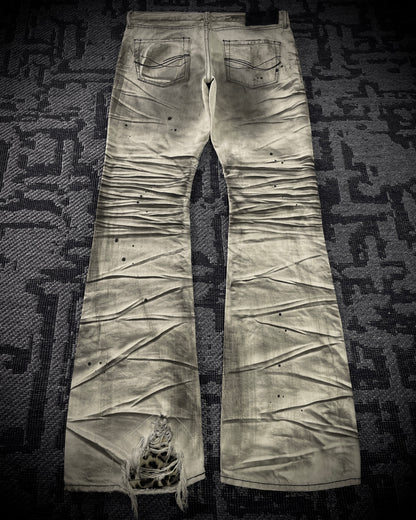 CavariA Leopard Claw Mask Flared Jeans