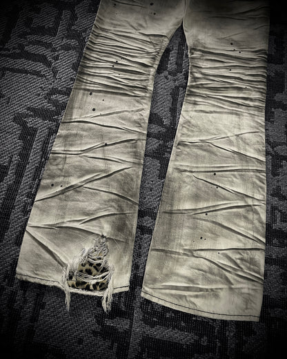 CavariA Leopard Claw Mask Flared Jeans