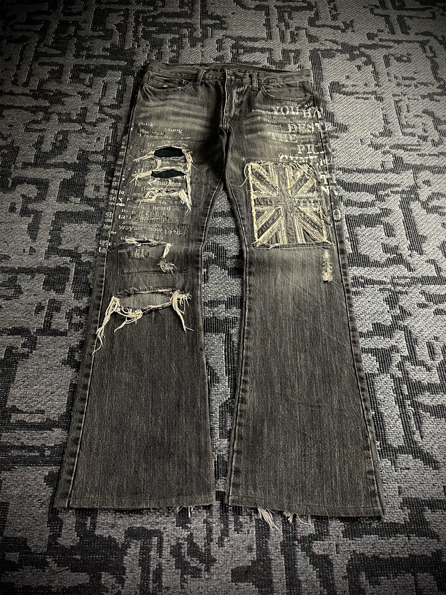 Edge Rupert Abstract Distressed Flared Jeans