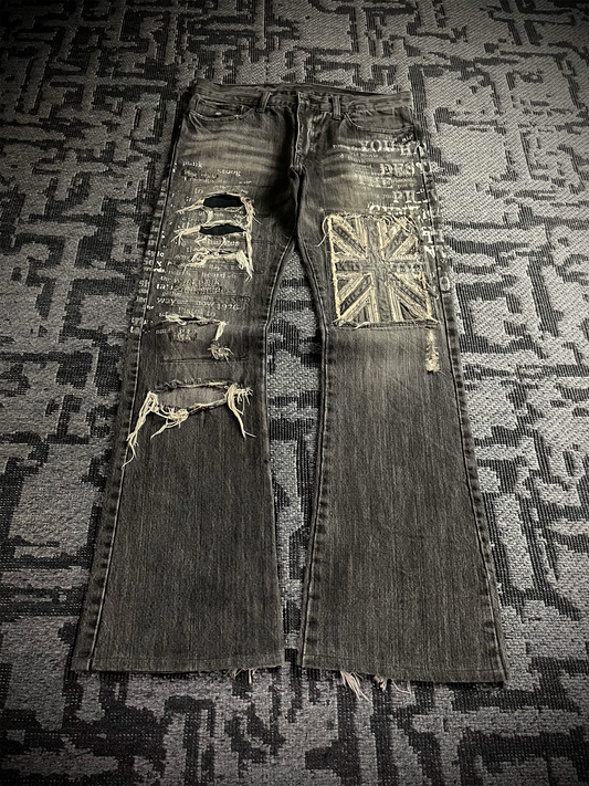 Edge Rupert Abstract Distressed Flared Jeans