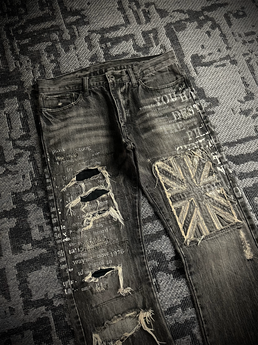 Edge Rupert Abstract Distressed Flared Jeans
