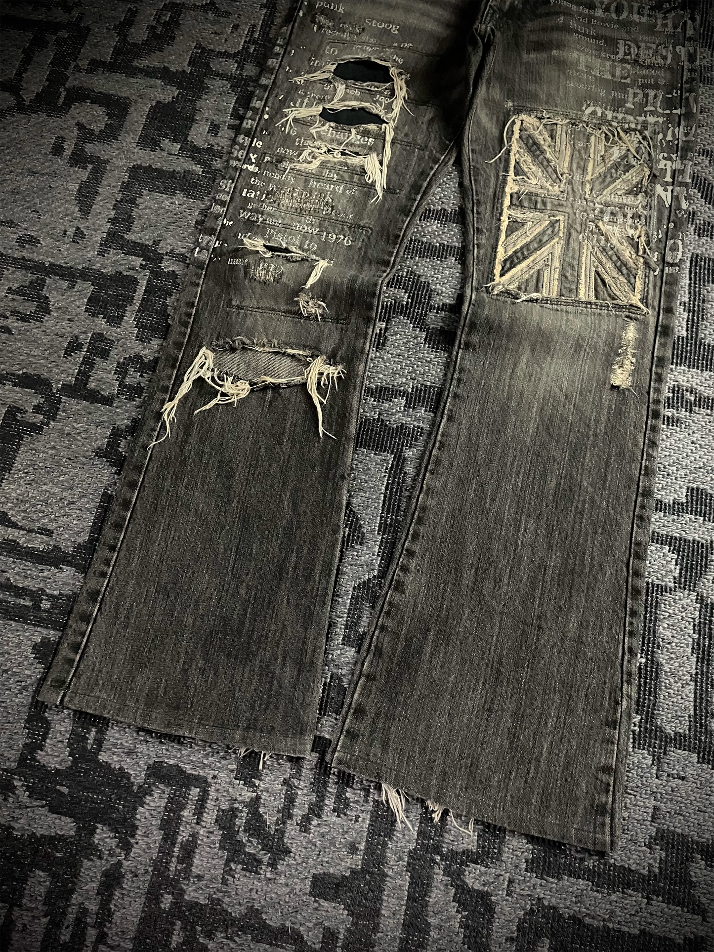 Edge Rupert Abstract Distressed Flared Jeans