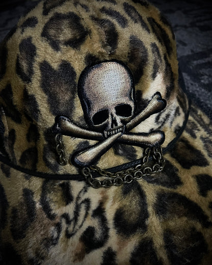Roen Leopard Fur Skull Trucker Cap Chain