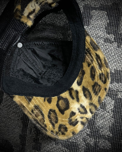 Roen Leopard Fur Skull Trucker Cap Chain