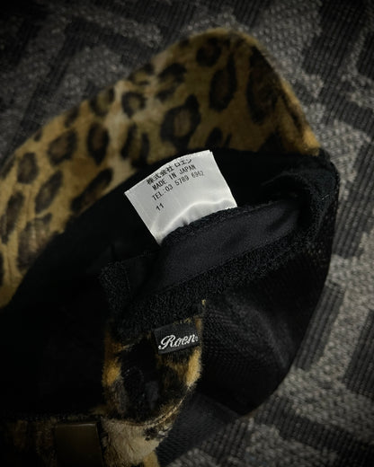 Roen Leopard Fur Skull Trucker Cap Chain